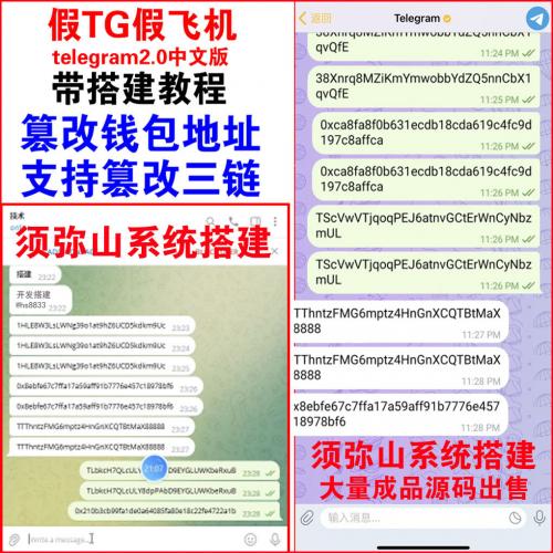 【完整版】假TG假飞机telegram2.0中文版 | 篡改钱包地址  |支持篡改三链 | 带搭建教程
