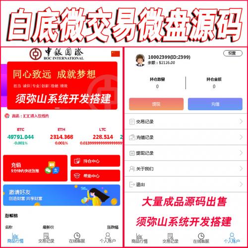 【完整版】白底微交易微盘源码 | 虚拟币交易 | 股票 | 基金 | 精准行情 | 